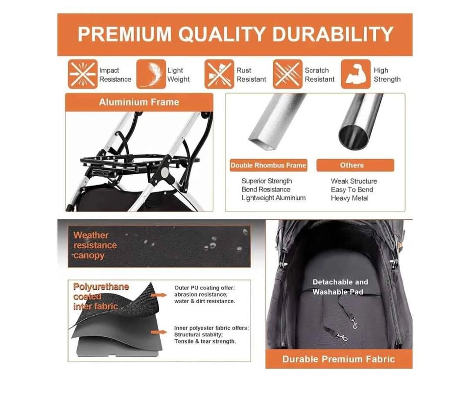 3-in-1 Pet Stroller with Detachable Carrier - Foldable, Black 4- - photo 2