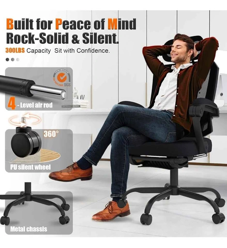 Ergonomic Office Chair with Footrest, High Back Mesh Desk Chair - photo 3