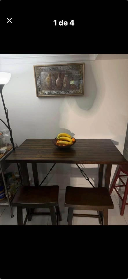 3-Piece Industrial Bar-Height Dining Set - Space Saving - photo 3