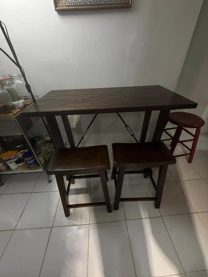 3-Piece Industrial Bar-Height Dining Set - Space Saving - photo 4