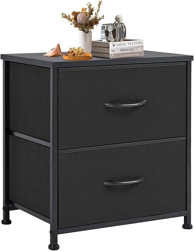 Nightstand Small Dresser with 2 Fabric Drawers