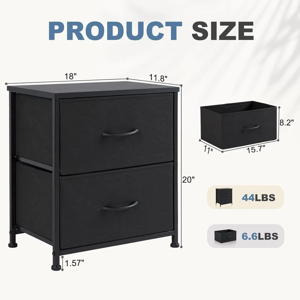 Nightstand Small Dresser with 2 Fabric Drawers - photo 2