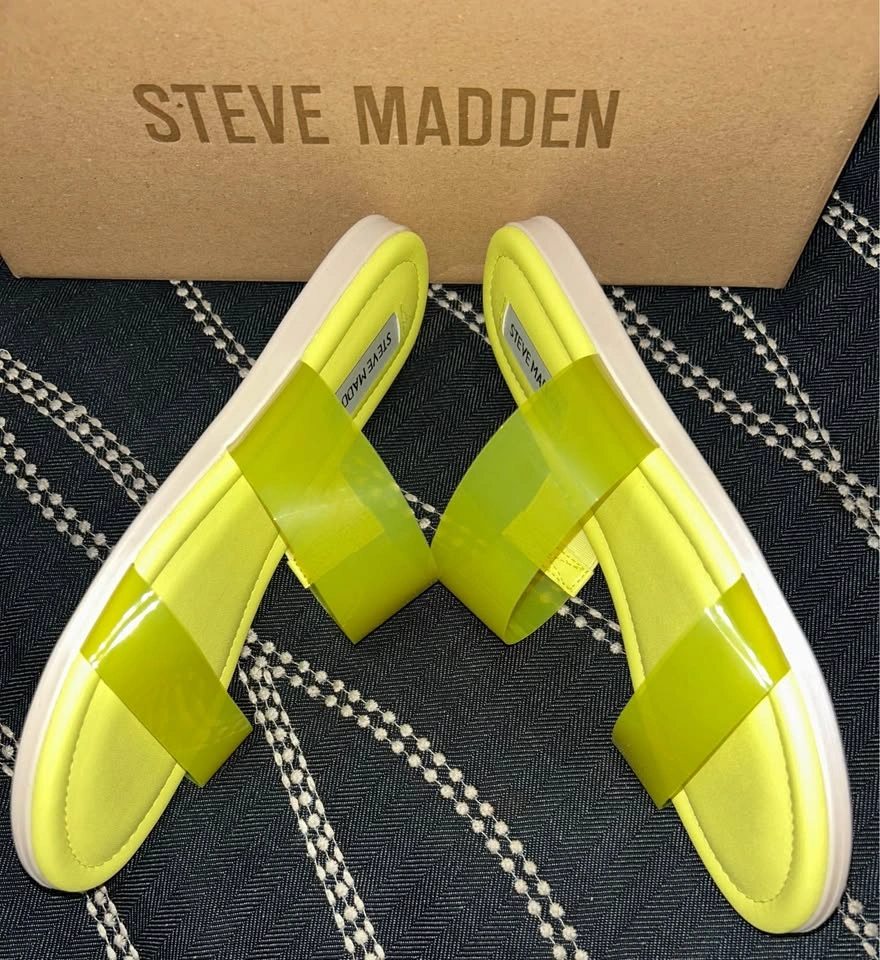 Steve Madden Greer Sandals With Neon Yellow Jelly Straps NEW - photo 2