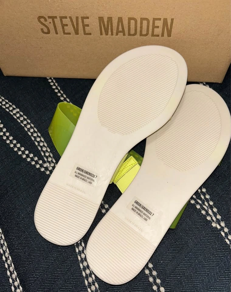 Steve Madden Greer Sandals With Neon Yellow Jelly Straps NEW - photo 3