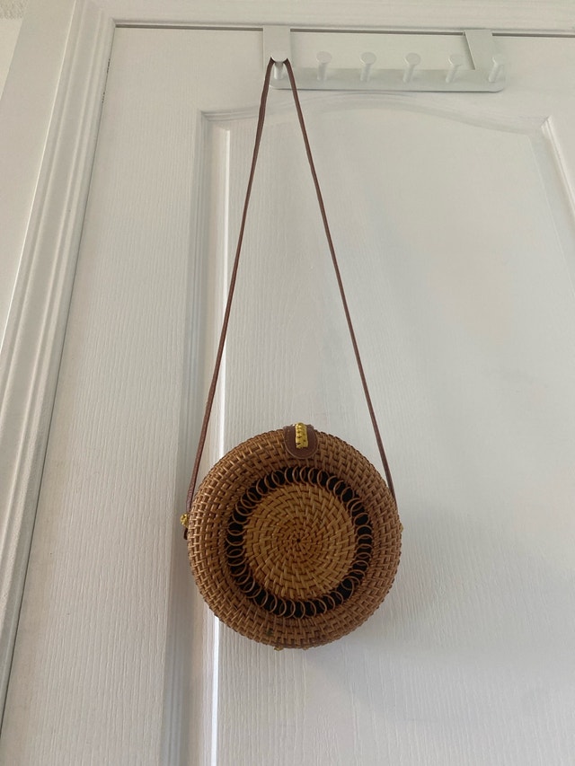 Thai Rattan Round Crossbody Bag