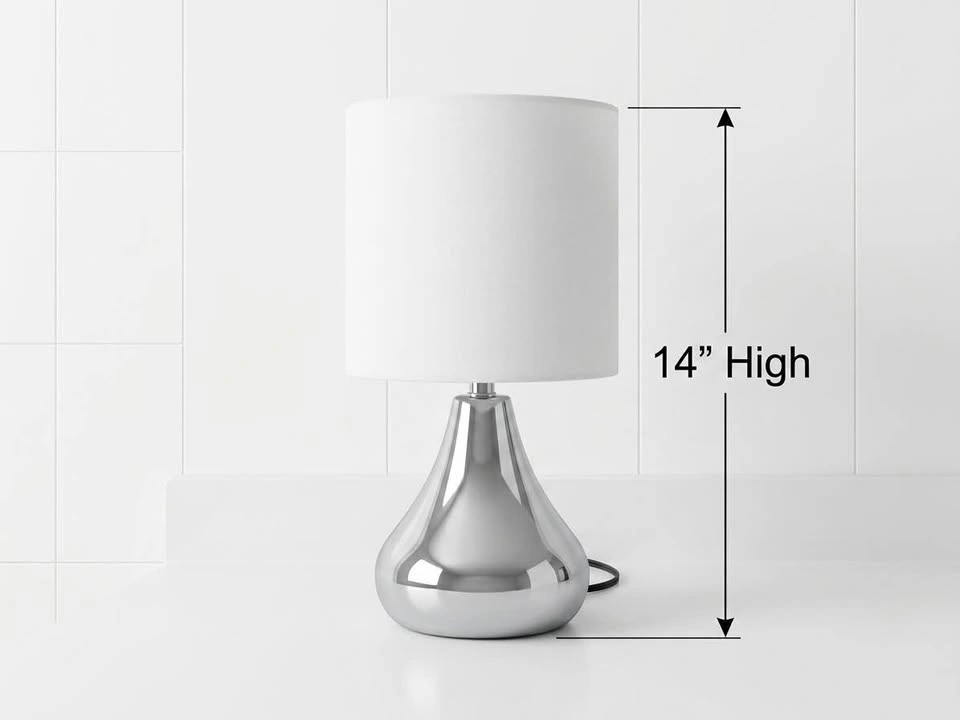 Pair of Contemporary Chrome Teardrop Table Lamps (14”) - photo 2