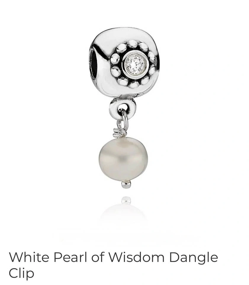 Pandora White Pearl of Wisdom Dangle Clip