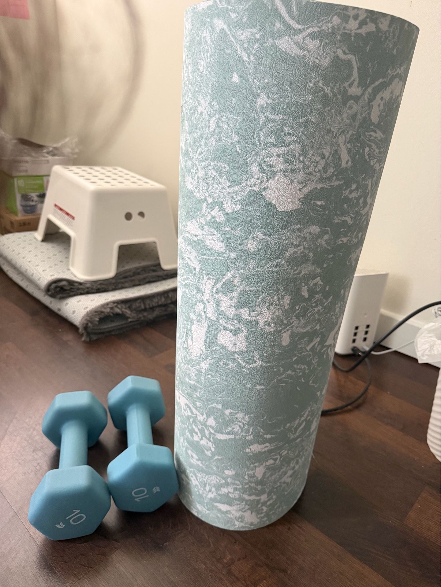 Yoga mat and 2x10lbs weights