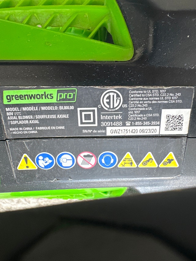 Greenworks Pro 80V cordless leaf blower 2.0 Ah battery + charger - photo 4