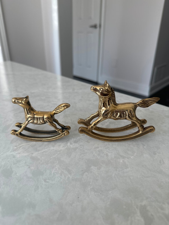 Vintage Solid Brass Rocking Horse Figurines. Set of two. - photo 2