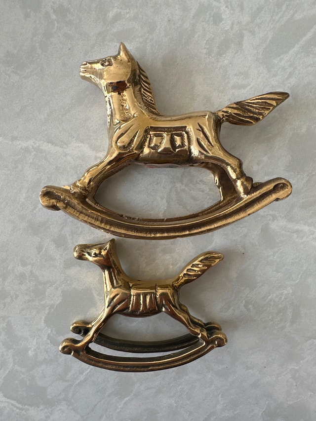 Vintage Solid Brass Rocking Horse Figurines. Set of two. - photo 5