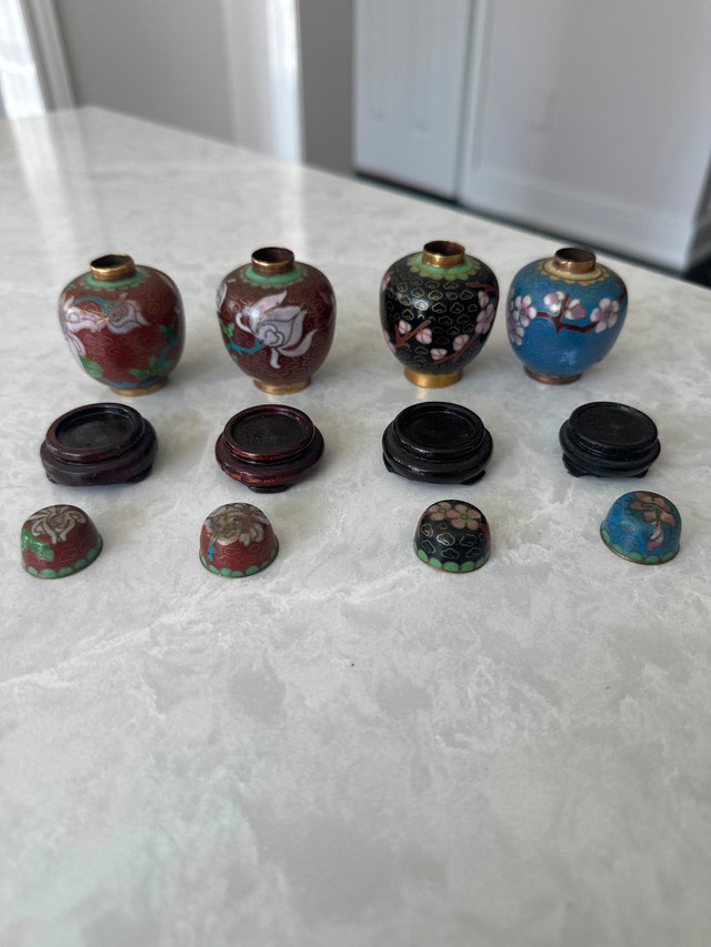 Vintage Chinese miniature cloisonné ginger jars. Set of four. - photo 2