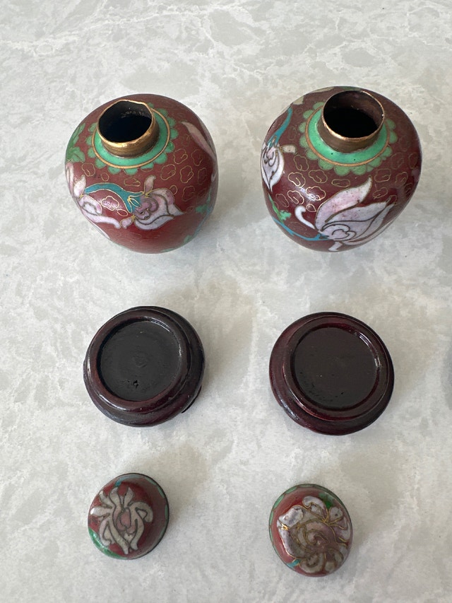 Vintage Chinese miniature cloisonné ginger jars. Set of four. - photo 3