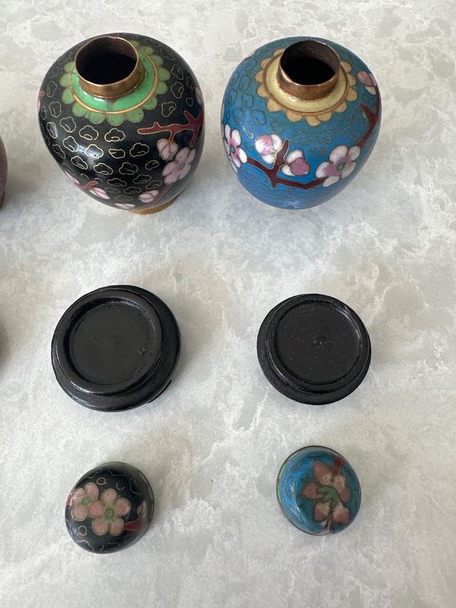 Vintage Chinese miniature cloisonné ginger jars. Set of four. - photo 4