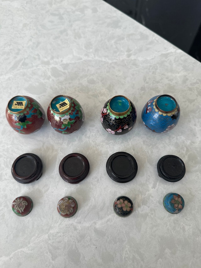 Vintage Chinese miniature cloisonné ginger jars. Set of four. - photo 5