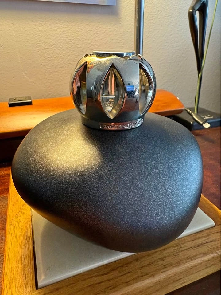 Vintage 5” Lampe Berger "Galet" Matte Black Pebble Lamp