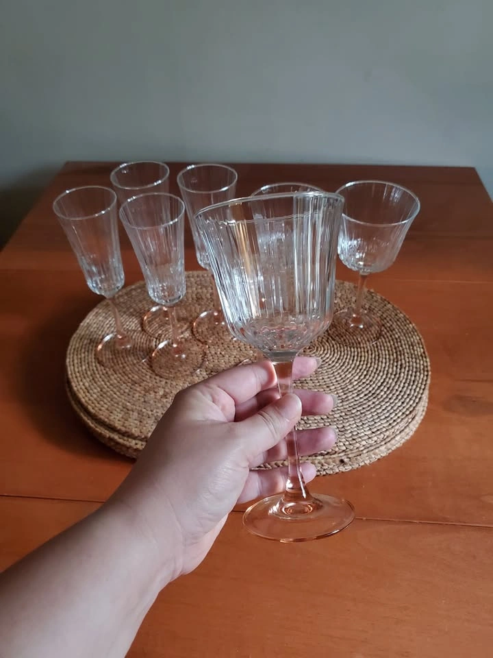 Faceted Blush Stemmed Crystal Stemware Glasses - photo 2
