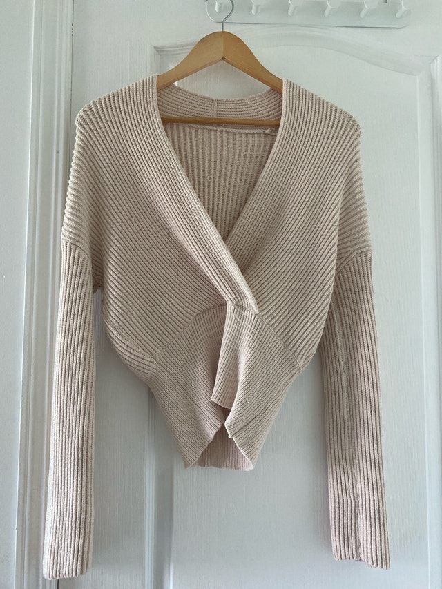 Ribbed Knit Wrap Sweater