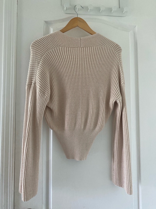 Ribbed Knit Wrap Sweater - photo 2