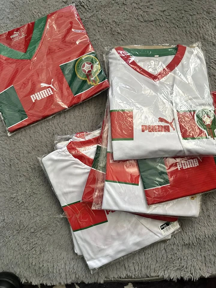 Morocco National Team Jersey - Red and White - Sizes S M L