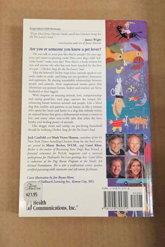 Brand New Unread "Chicken Soup for the Pet Lover's Soul" Paperba - photo 2