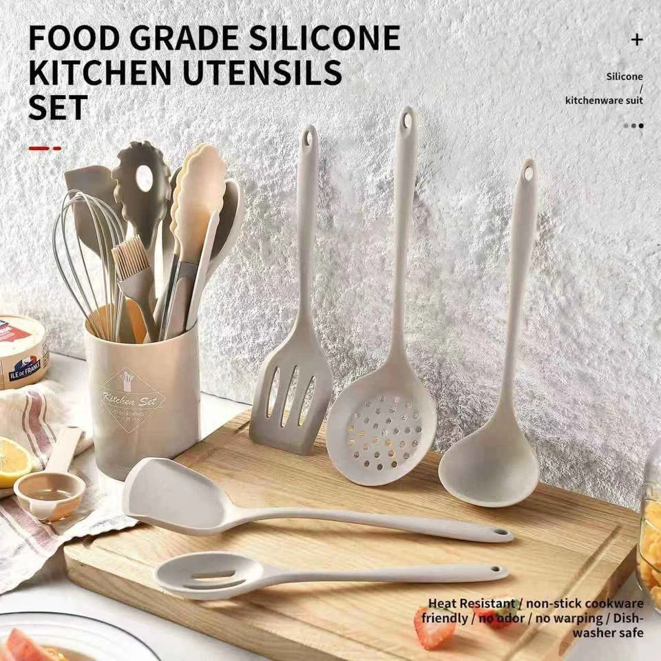 15-Piece Silicone Kitchen Utensil Set - Khaki - photo 3