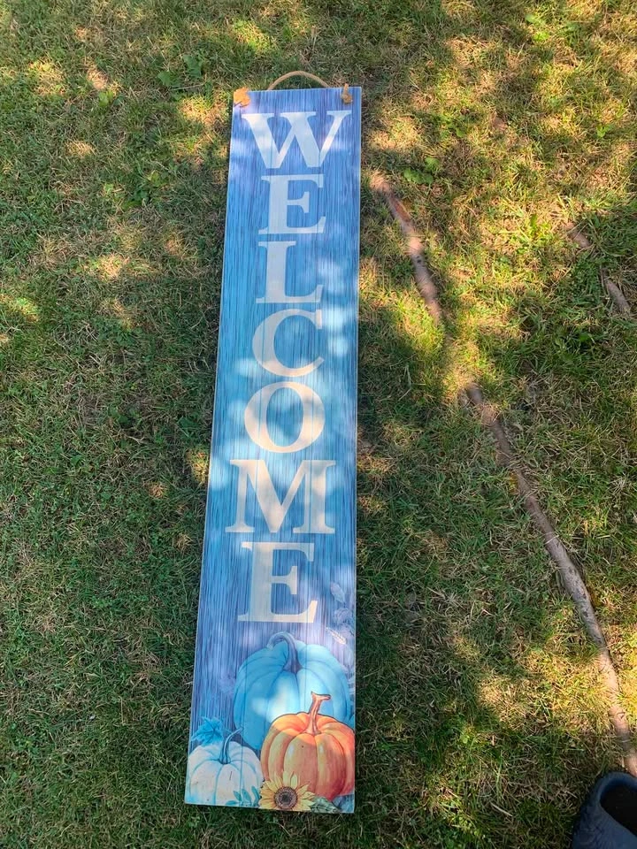 Double-Sided Welcome / Bienvenue Wooden Porch Sign - photo 2