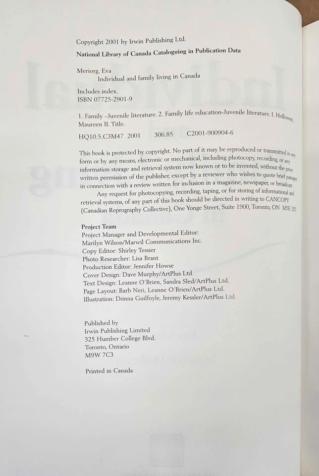 Individual and Family Living in Canada Hardcover Textbook - photo 3