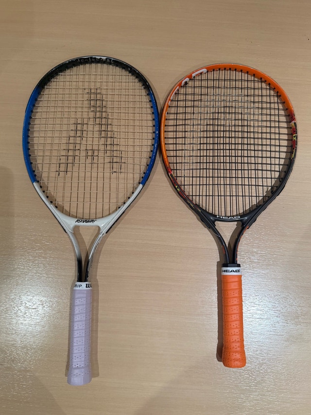 Head and Ashaway Tennis Rackets - New Grips - Kids Junior