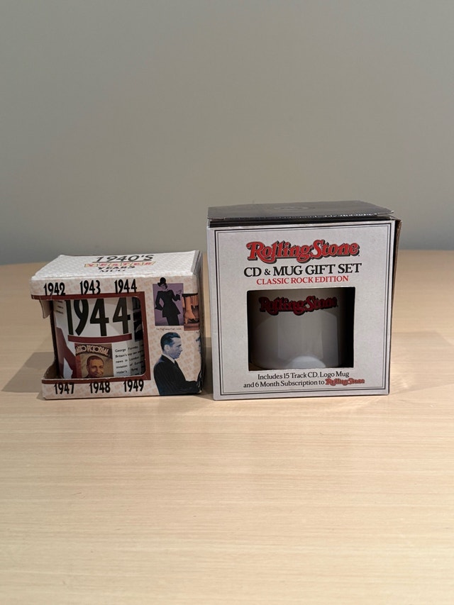 Rolling Stone CD and Mug Gift Set and 1940s Yesteryears Mug