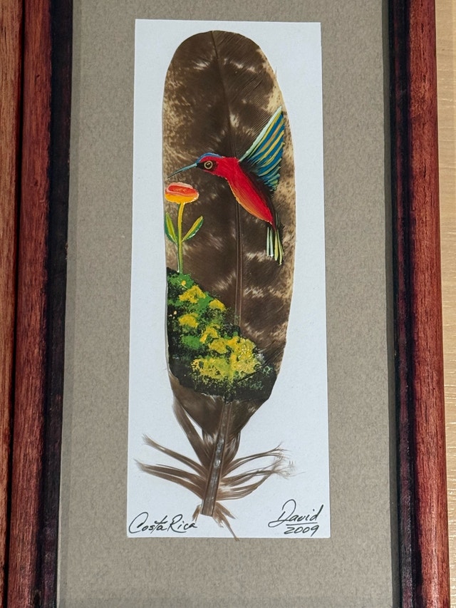 Hand-Painted Hummingbird Feather Artwork from Costa Rica 2009 - photo 2