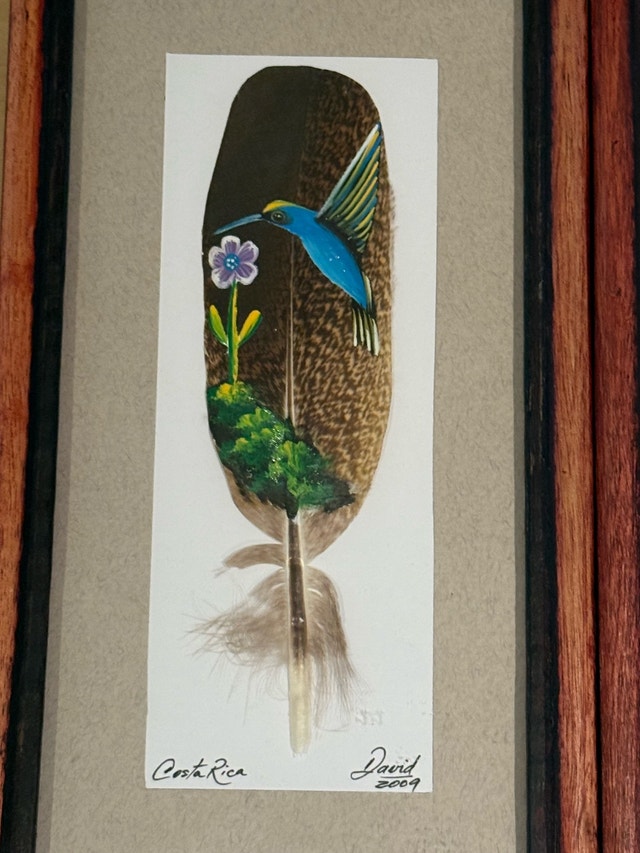 Hand-Painted Hummingbird Feather Artwork from Costa Rica 2009 - photo 3