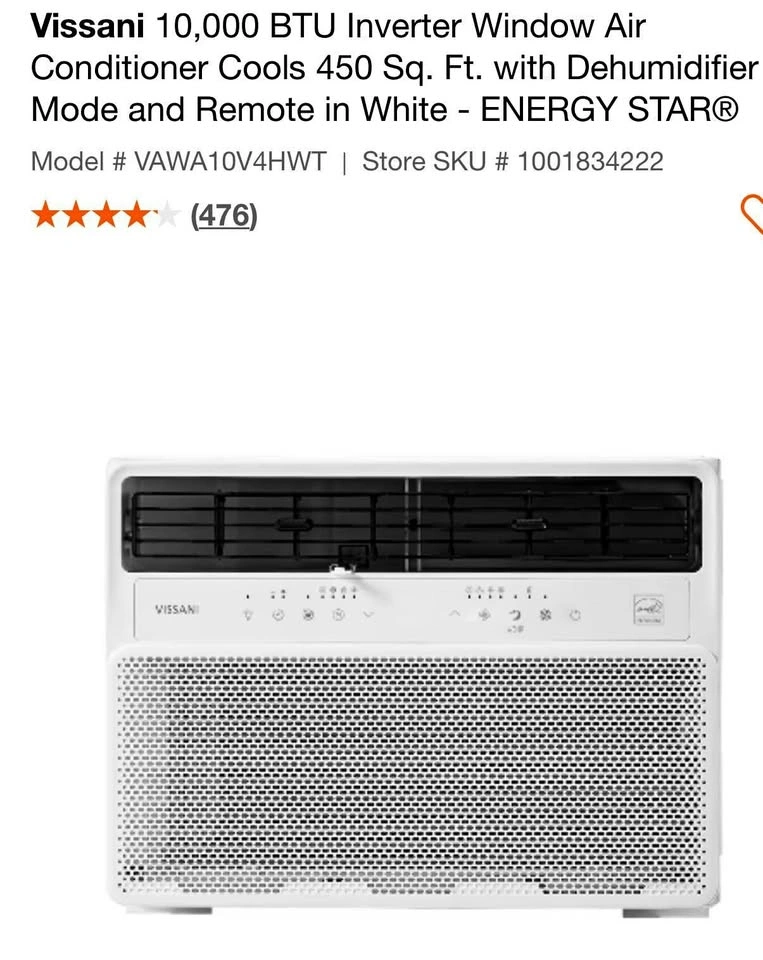 Vissani 10,000 BTU Inverter Window Air Conditioner
