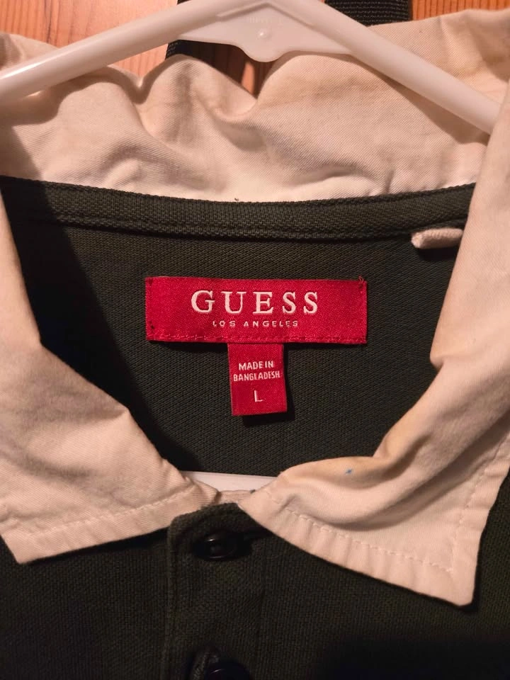 Guess Green Orange Stripe Polo Shirt Size L - photo 2