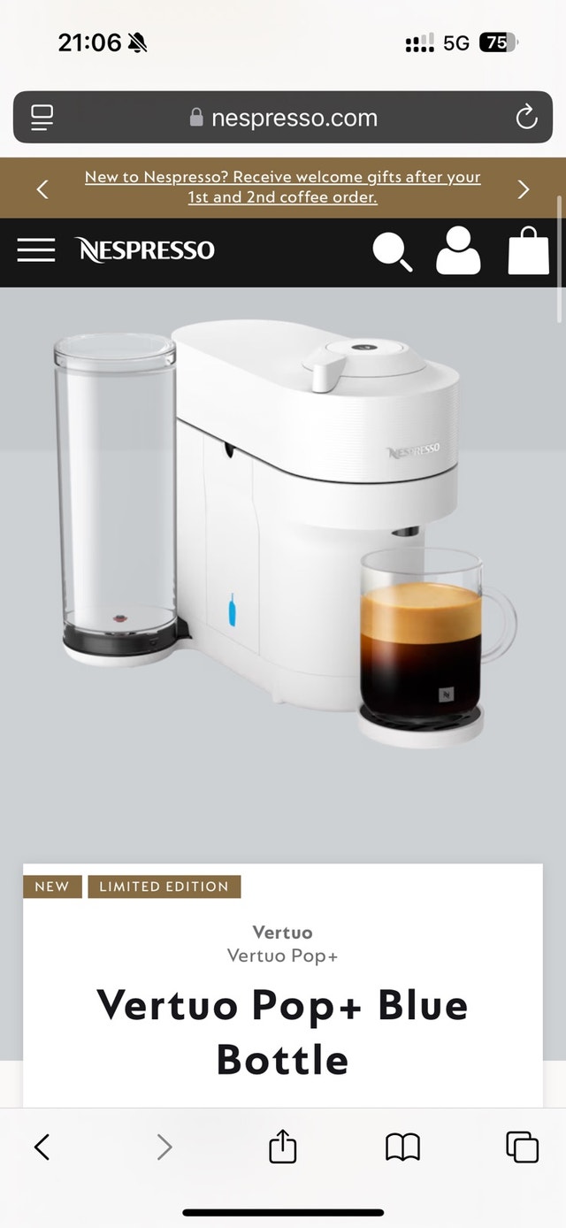 Nespresso Vertuo Blue Bottle