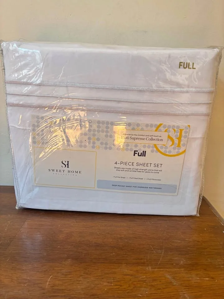 4 piece White Microfiber Full sheet set thumbnail
