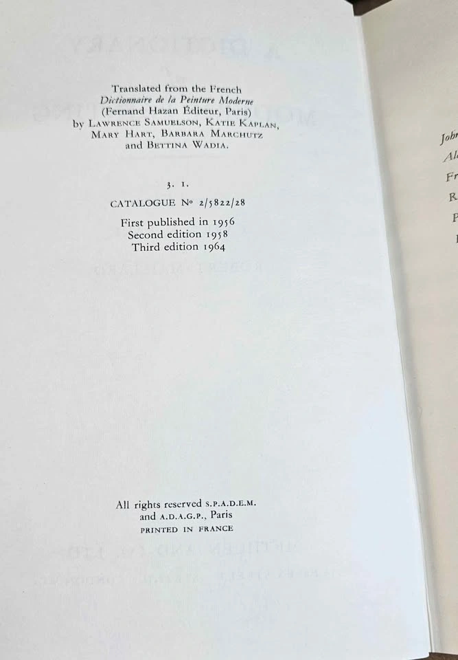 1964 Vintage "A Dictionary of Modern Painting" Hardcover (Methue - photo 2
