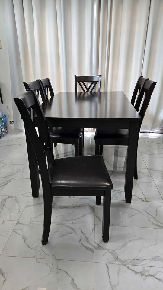 Dark Wood Dining Table with 6 Chairs - photo 2
