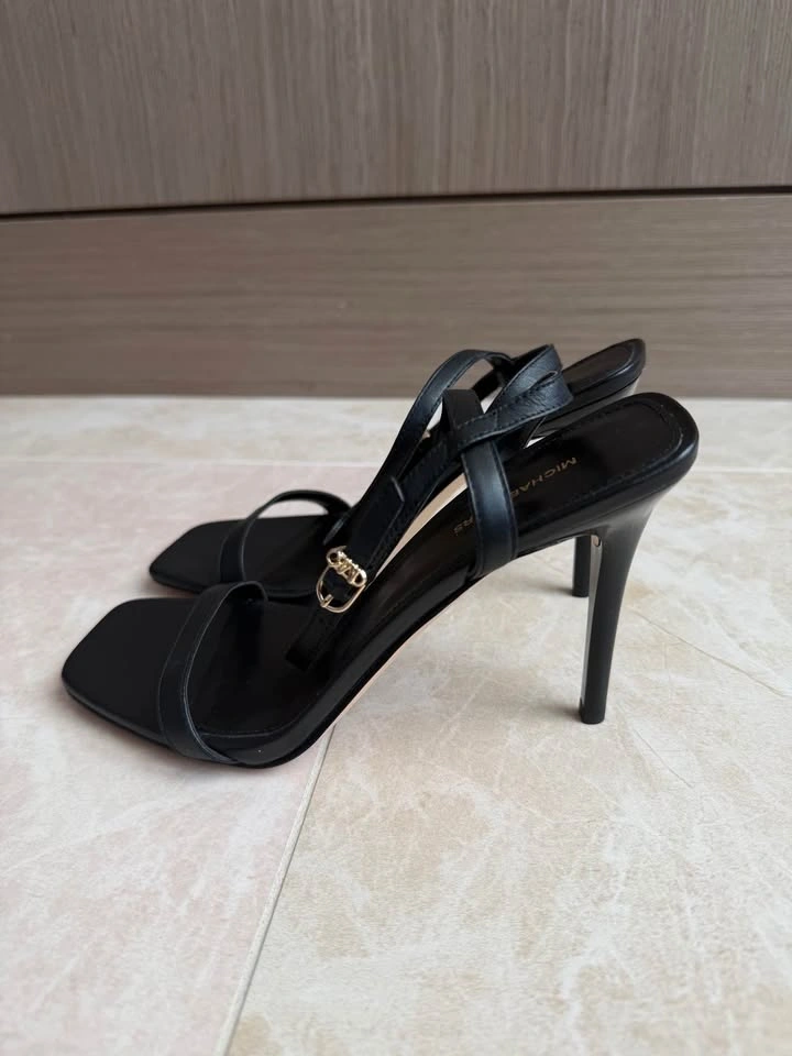 NWOB Michael Kors Liana Ankle Strap Black Leather Sandals 6.5 - photo 5