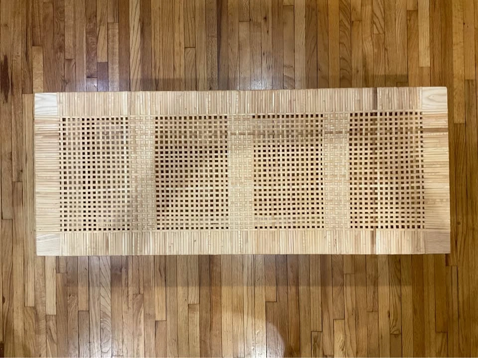 Japandi Woven Rattan Entryway Bench with Ash Wood Legs - photo 4