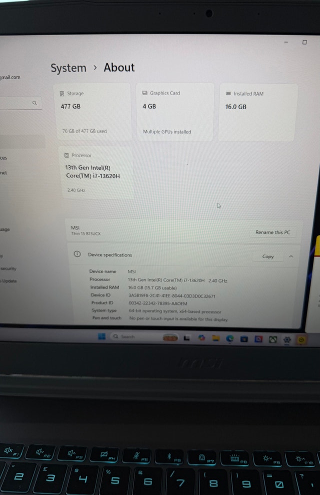 MSI Thin 15 Gaming Laptop i7 13th Gen RTX 2050 16GB RAM - photo 4