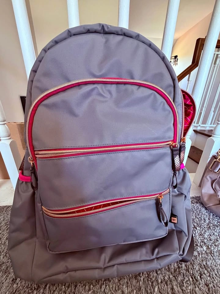 Gray and Pink Spacious Backpack