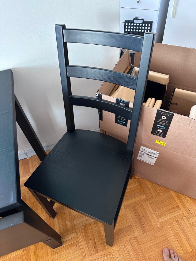 Kitchen table and 2 chairs, black, NORDVIKEN drop-leaf Ikea - photo 3