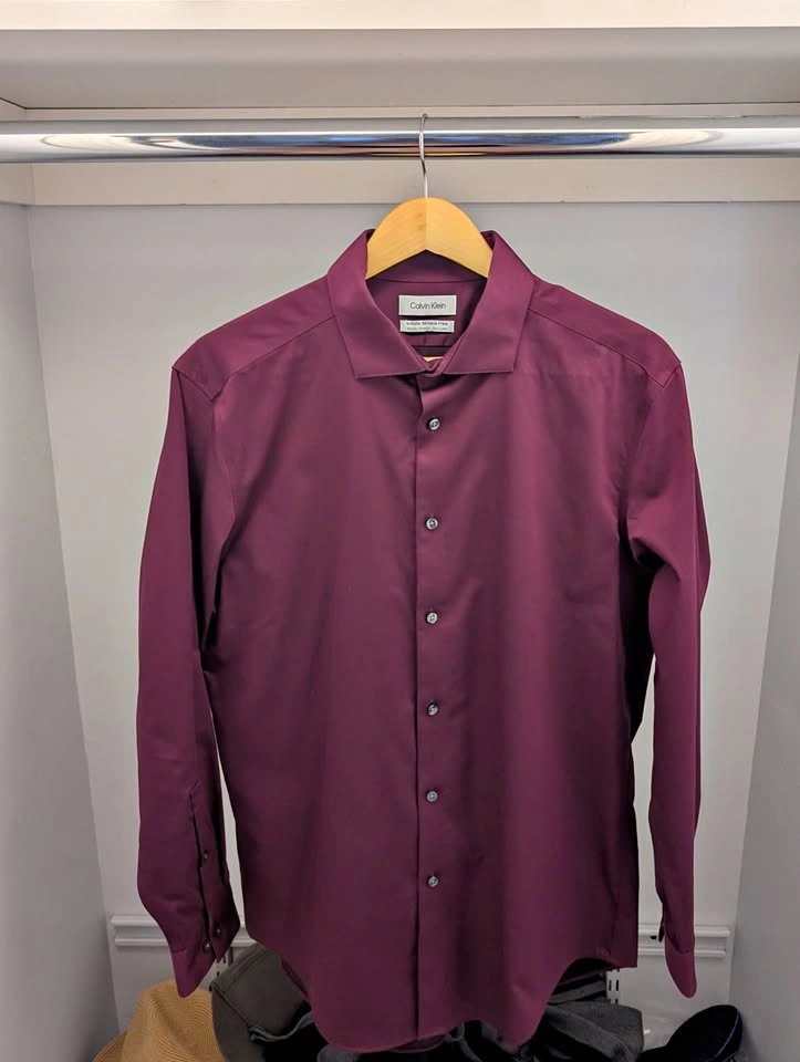 Calvin Klein Men's Button-down Dress Shirt (Red) (Large)