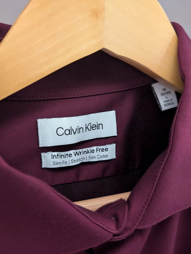 Calvin Klein Men's Button-down Dress Shirt (Red) (Large) - photo 2