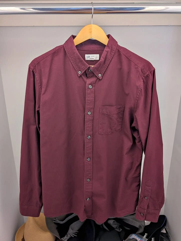 Gap Factory Men's Oxford Button-down collar Shirt (Red) (Medium)