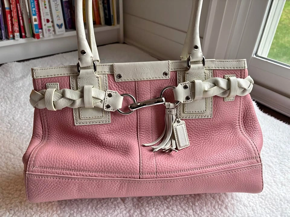 Vintage Coach (2005) Hamptons Pebbled Leather Tassel Tote Bag
