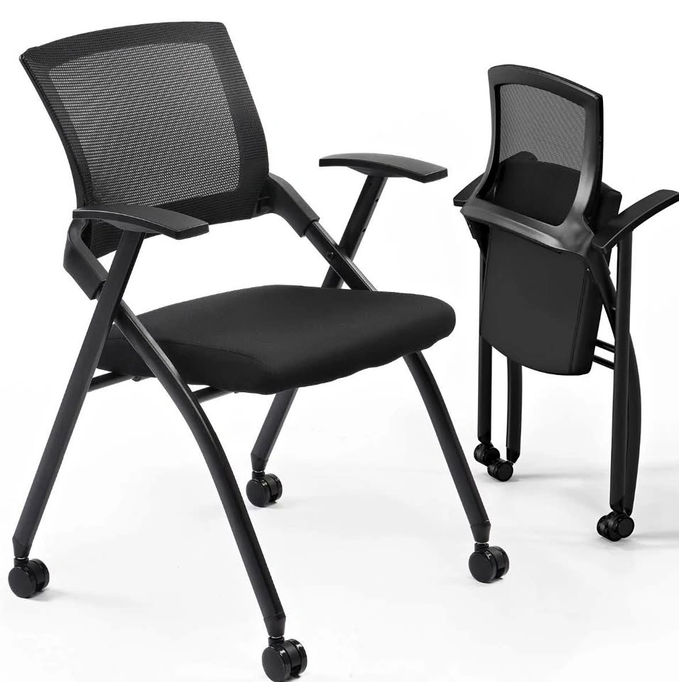 2 Pack Foldable Office Chair with Wheels & Armrest
