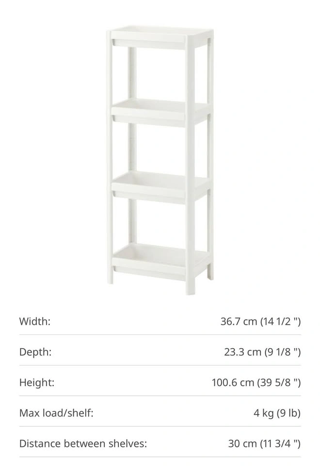 IKEA VESKEN 4-Tier Shelf Unit – White - photo 2