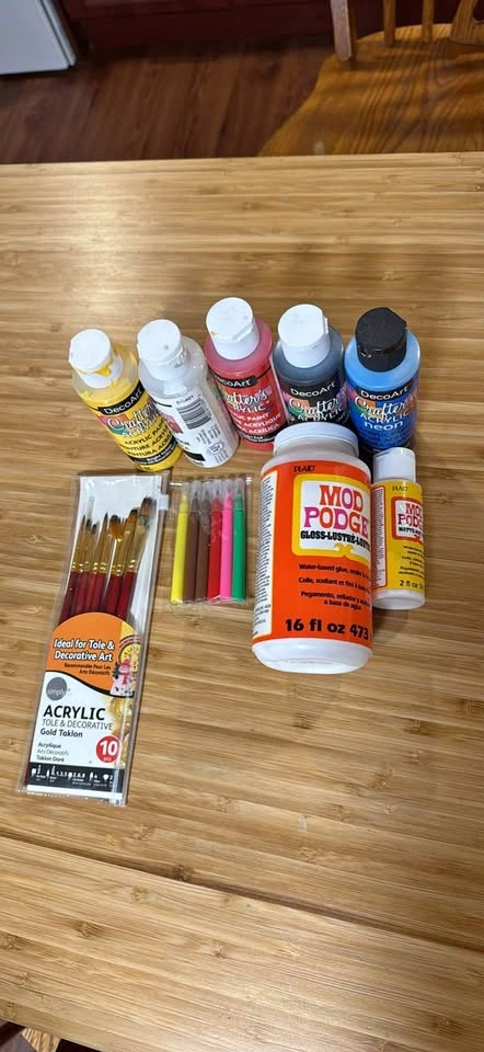 Free - DecoArt Acrylic Paint, Mod Podge, and Brush Set